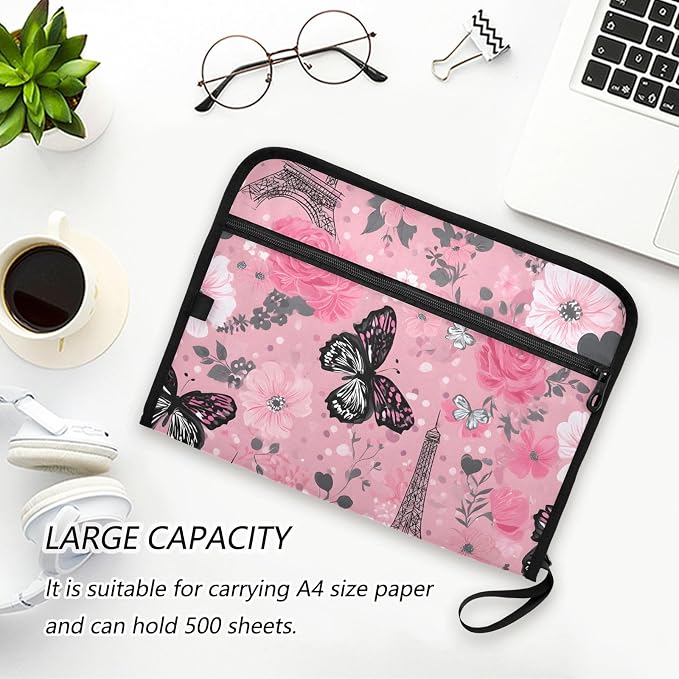 Expanding File Folder Butterfly Rose Eiffeltier Tower Paris France Accordion - Image 5