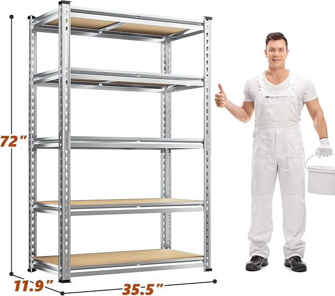 REIBII Garage Shelving, 5 Tier Storage Shelves Load 2400LBS, Adjustable Garage - Image 2