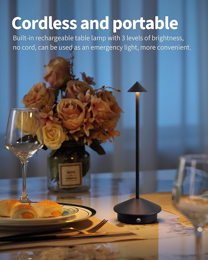 Modern Cordless Table Lamp Set of 2, Portable LED Desk Lamps, 5000mAh - Image 2