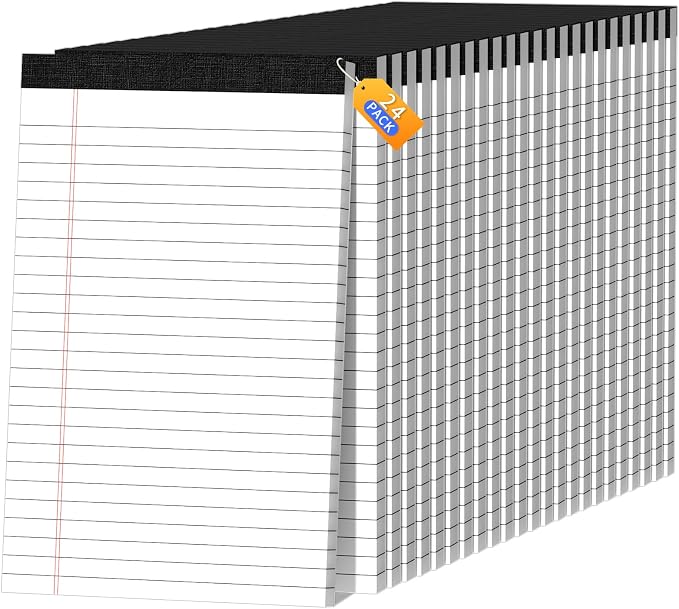 5x8 Legal Pads Writing Pad Note Pads, 24 Pack College Ruled Lined Paper Pad by Glyanlee