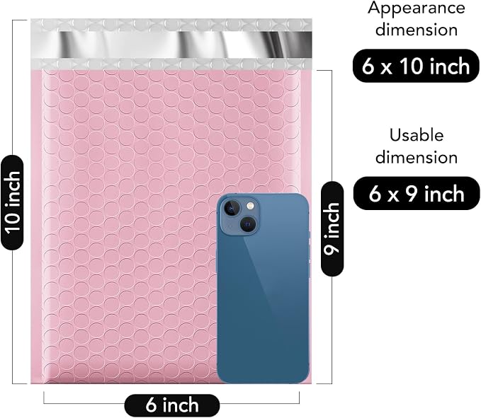 Fuxury Bubble Mailers 6x10 Inch 500 Pack Padded Envelopes Usable Size 6x9" - Image 2
