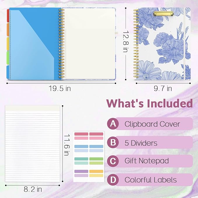 Sooez Clipboard Folio with Refillable Notepad, Folder with 10 Storage Pockets - Image 2