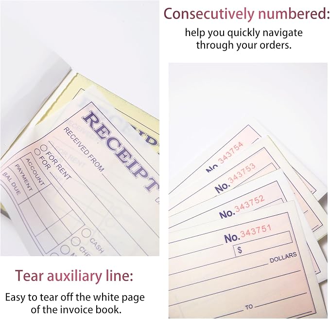 XKDOUS 12 Pack Receipt Book - Image 5