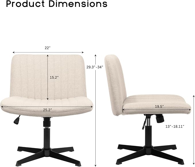 PUKAMI Criss Cross Chair, Comfy Cross Legged Office Desk Chair No Wheels - Image 2