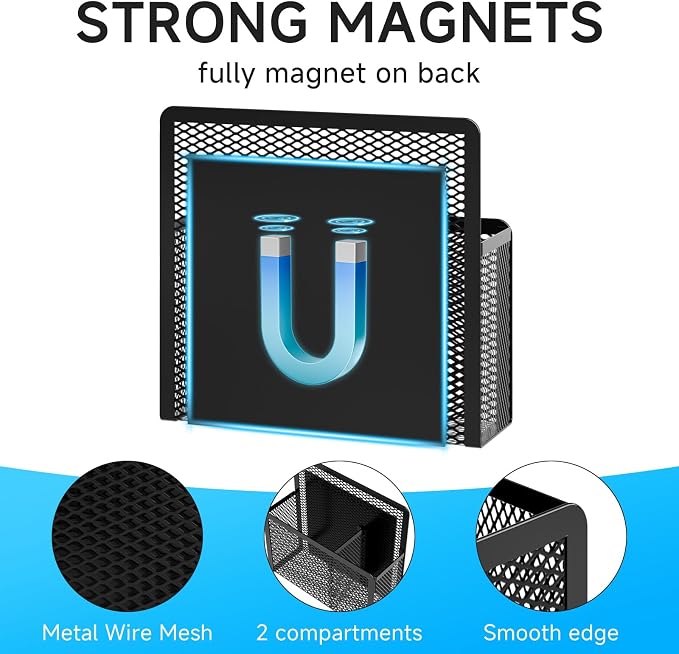 Marbrasse Magnetic Dry Erase Marker Holder, Mesh Pen Holder - Image 2