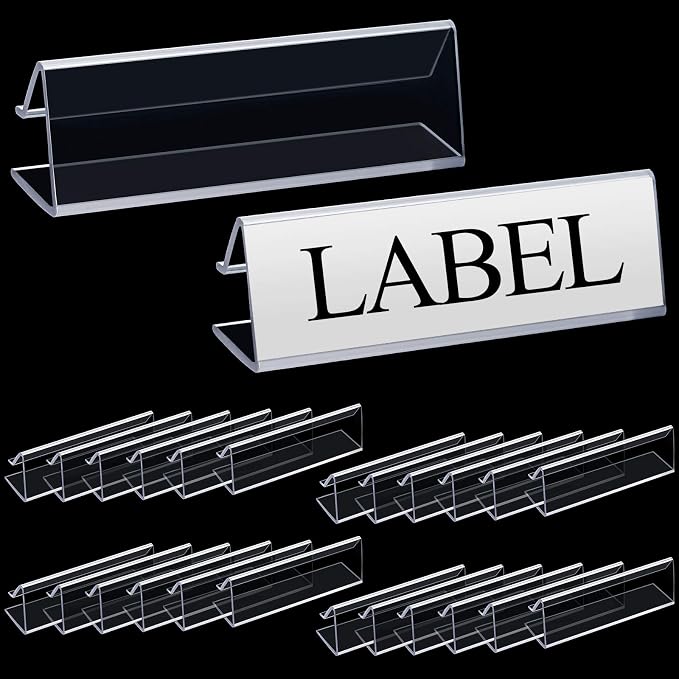 Outus Plastic Label Holder Wire Shelf Label Holder 3 x 0.875 Inches Pockets by Outus