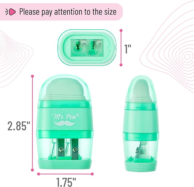 Mr. Pen- Pencil Sharpener & Eraser, 4 Pack | 2-in-1 Manual Sharpeners - Image 3