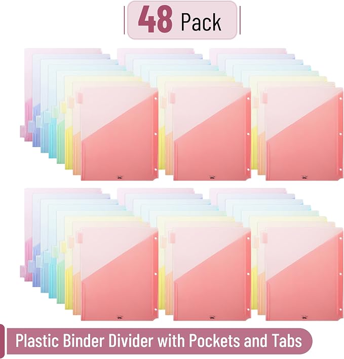 Mr. Pen- Binder Dividers with Pockets and Tabs, 48 Pack | Colorful, Bulk 3 Ring - Image 2