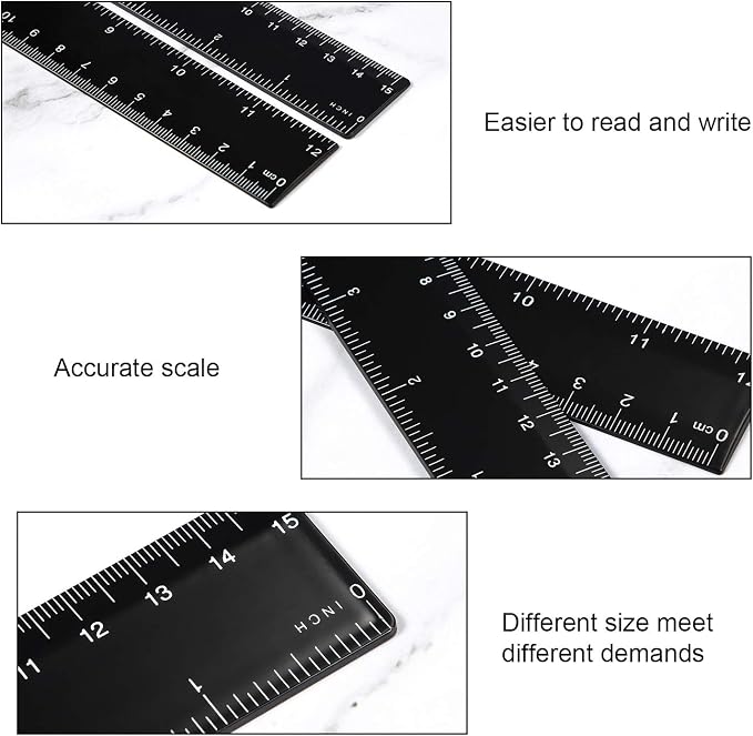 eBoot Plastic Ruler Straight Ruler Plastic Measuring Tool 12 Inches and 6 Inches - Image 4
