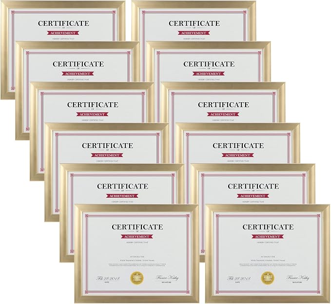 Giftgarden 8.5x11 Picture Frame Gold Set of 12, Wall or Tabletop Display by Giftgarden