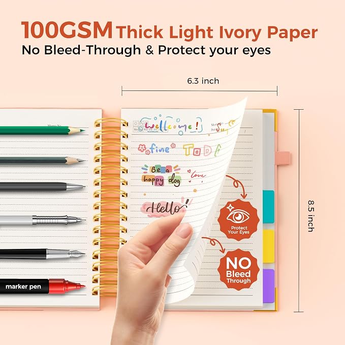XYark A5 Hardcover Spiral Notebook, 6.3"x8.5" College Ruled Notebooks - Image 4