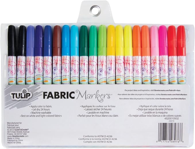 Tulip Permanent Fabric Markers Rainbow 20 Pack - Image 8