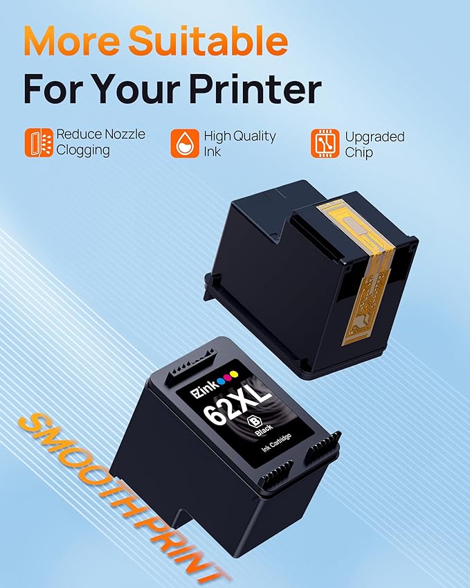 62XL Ink Remanufactured Ink Cartridges for HP 62 Ink 62XL Ink Cartridges Black and Color High Yield Use with HP Envy 5540 5640 5660 7644 OfficeJet 5740 5741 8040 200 250 Series Printer(2-Pack)-DeskLoop Office