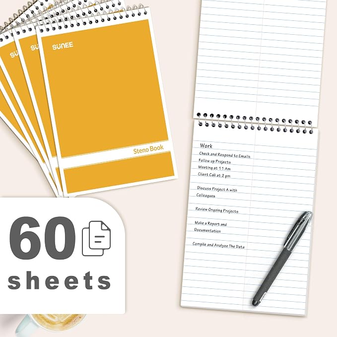 SUNEE 2 Pack Steno Pads 6x9, Gregg Rule, 60 Sheets, Spiral Notebook 6x9 - Image 2