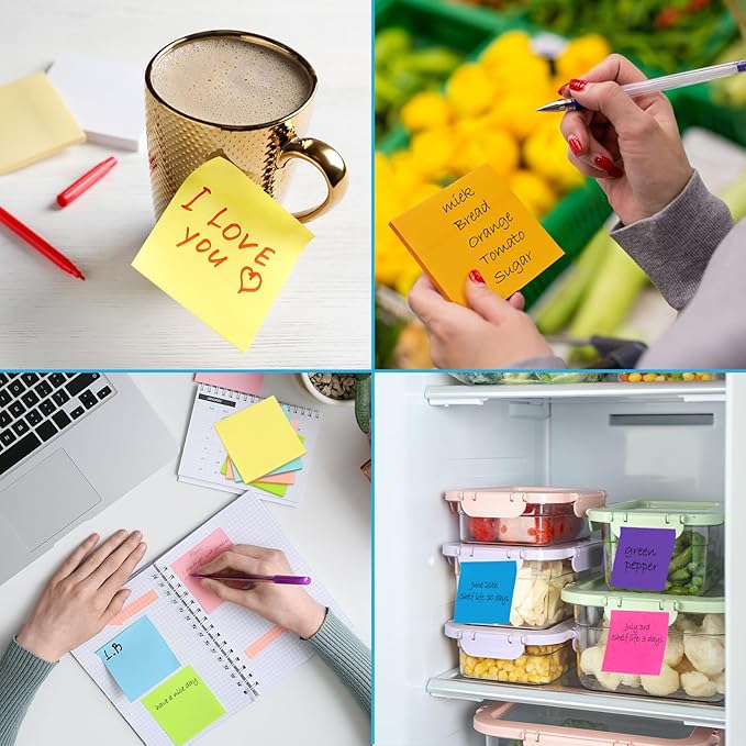 48 Pack 2400 Sheets Sticky Notes 3x3 Inches Bulk Colored Posted Notes 8 Colors Notes Stickies Note Pads for Office, School, and Home Supplies, 50 Sheets/pad-DeskLoop Office