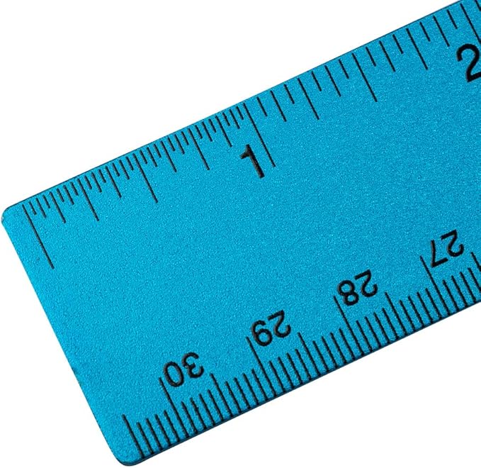 JAM PAPER Strong Aluminum Ruler - 12 Inch - Metal Ruler with Non-Skid Cork Backing - Blue Metallic - Sold Individually-DeskLoop Office