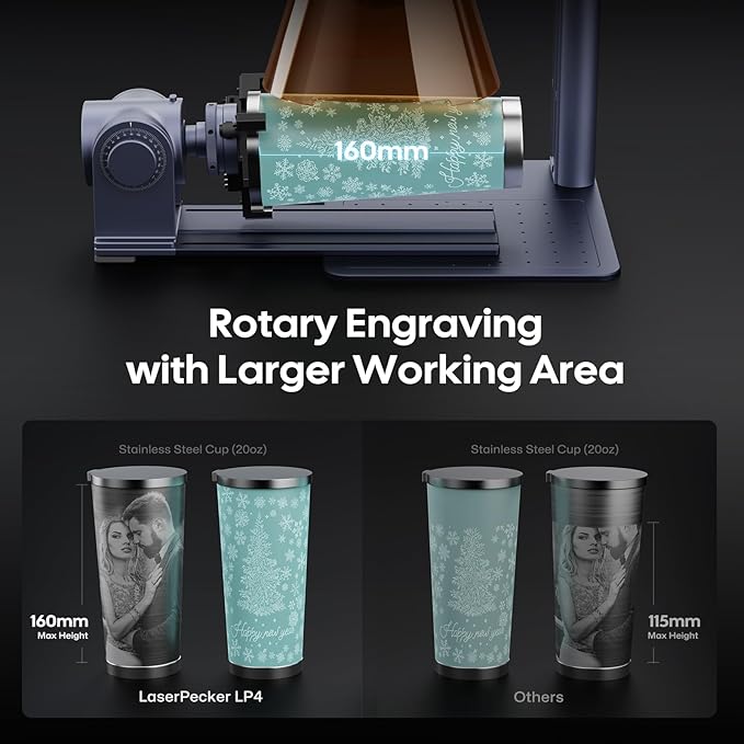 LaserPecker LP4 Dual-Laser Engraver with Cubic Protection Cover, Auto-Pause Safety Sensor, Smoke Extraction for Engrave Metal, Wood, Plastic, Rotary & Slide Extensions Included-DeskLoop Office