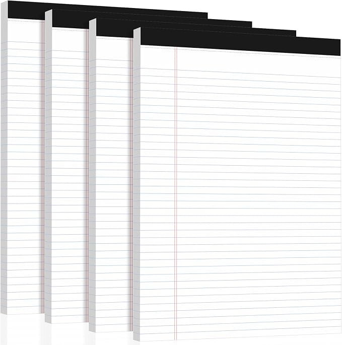 Legal Pads 8.5 x 11 Notepad, 4 Pack White Note Pads, College Ruled Notepads 8.5 by NotePads