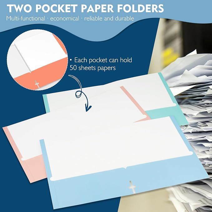 pmybupo Orange Two Pocket Folders, 50 Pack 2 Pocket Folders - Image 3