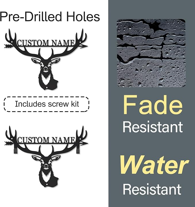 Personalized Deer Hunter Metal Wall Mount & Bow Rack, Custom Deer Hunting Gifts - Image 5