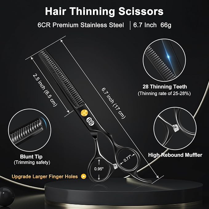 CIICII Hair Cutting Scissors Shears Kit, Professional Barber Haircut Scissors - Image 3