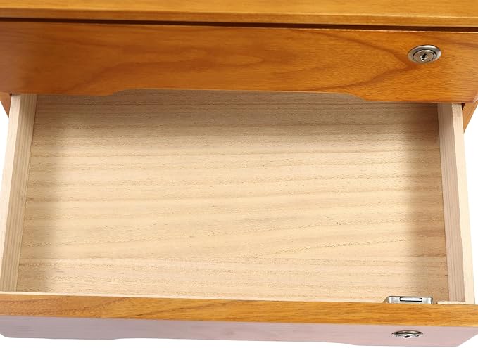 Lockable Desk Organizer Wooden Desktop Drawers Office Flat Files Storage Box - Image 6