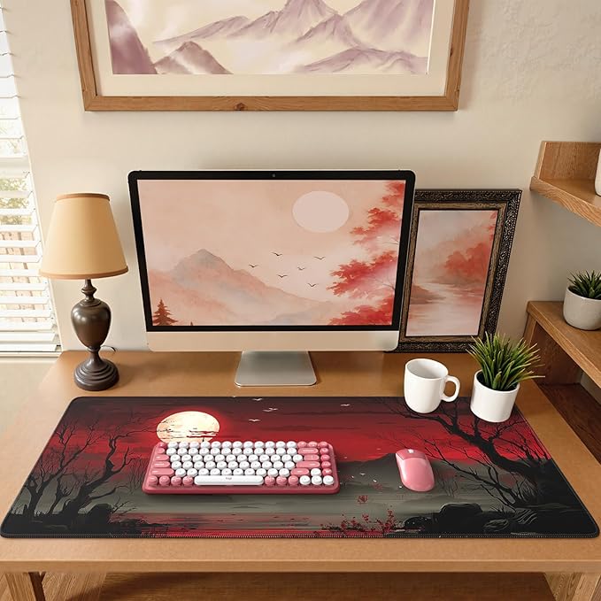 iCasso Desk Protector Mat, Large Japanese Mouse Pad, Stable Rubber Base Mousepad by iCasso