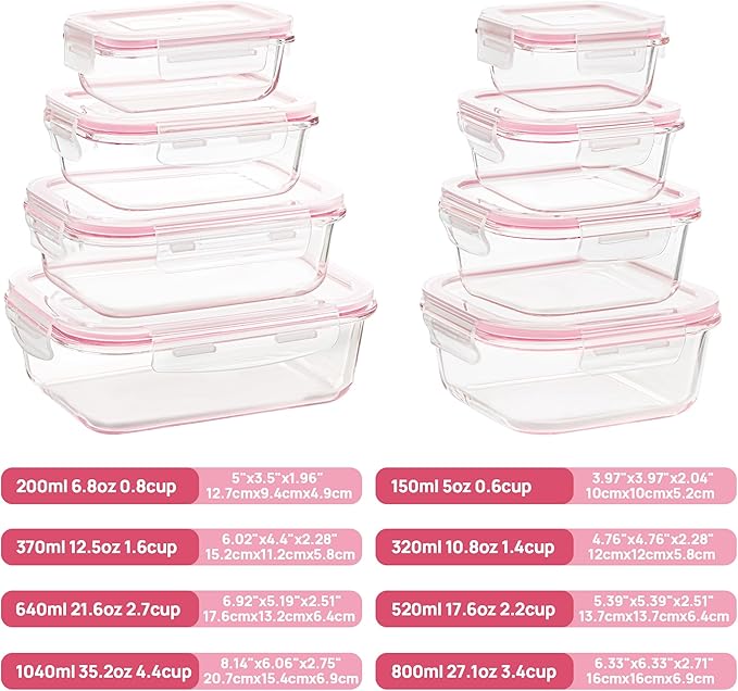 Vtopmart 8 Pack Glass Food Storage Containers - Image 2