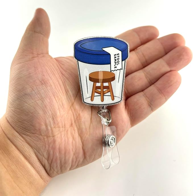 Stool Sample Bottle Funny Nurse Retractable Badge Reel Medical ID Holder | - Image 2