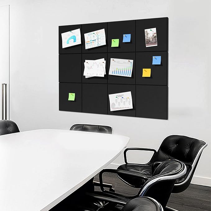 MaxGear Felt Bulletin Board 48" x 36", 12 Pack 11.8" x 11.8" Wall Panels - Image 7