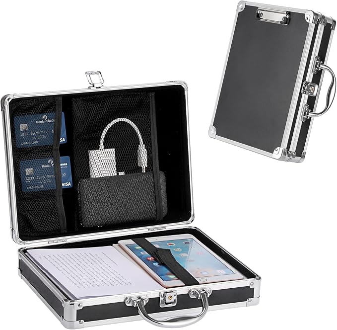 Clipboard Storage Box with Key Lock and Handle, 12x9 Inch Aluminum Clipboard - Image 6