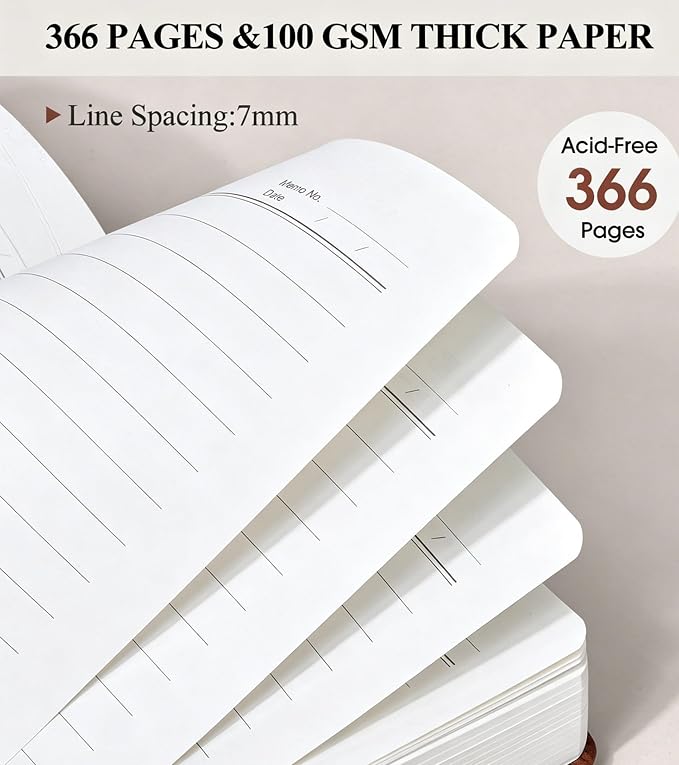 PAIBAS 8.5 x 11 Lined Notebook Journal 366 Pages Leather Journal - Image 4