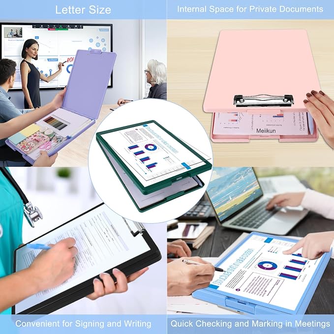 Meiikun Clipboard with Storage, Plastic Clip Boards 8.5x11 Folder with Clear - Image 8