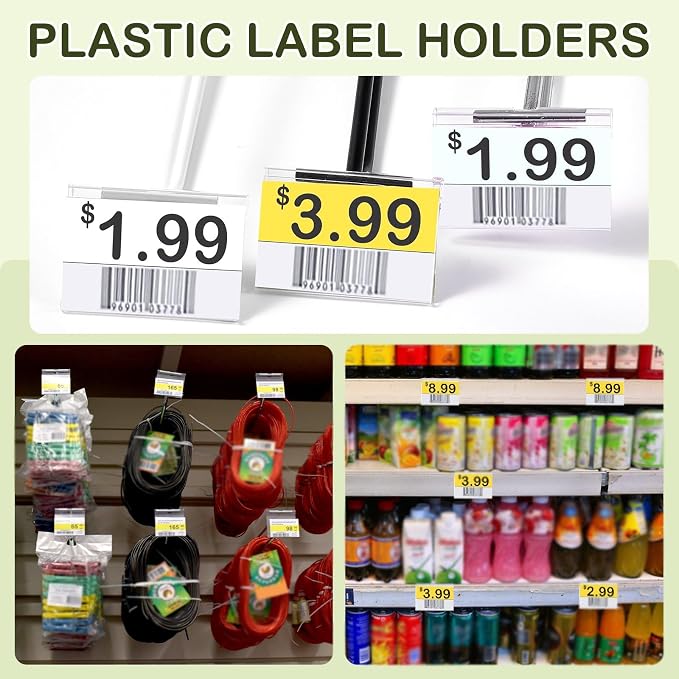 Tatuo 100 Pcs Reusable Plastic Wire Shelf Label Holders, Price Card Sign - Image 6