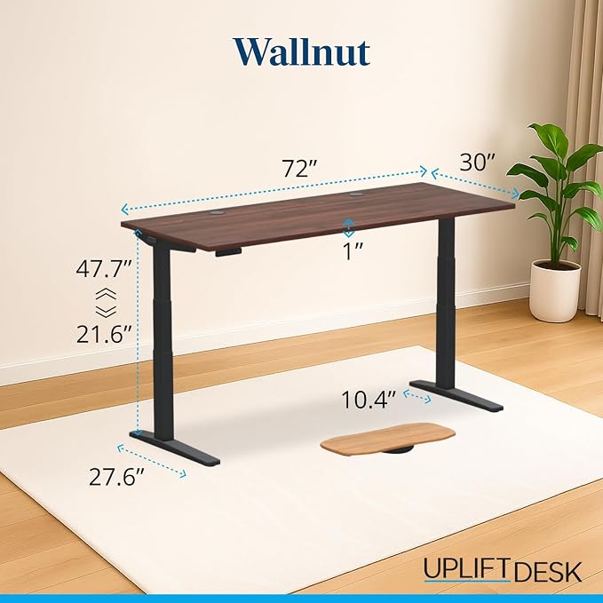 UPLIFTDESK V3 2-Leg Walnut Laminate Wood Standing Desk – Adjustable Height - Image 2