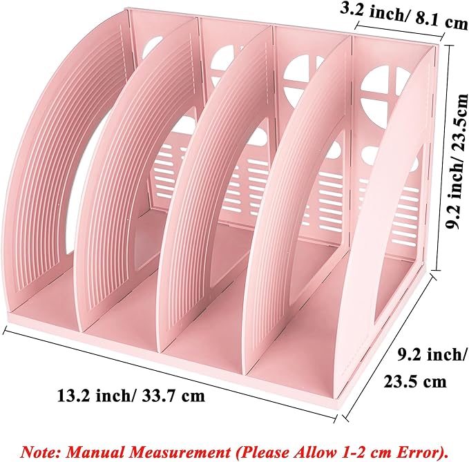 SAYEEC Sturdy Magazine Holder 4 Compartments Plastic Desktop File Organizer - Image 2