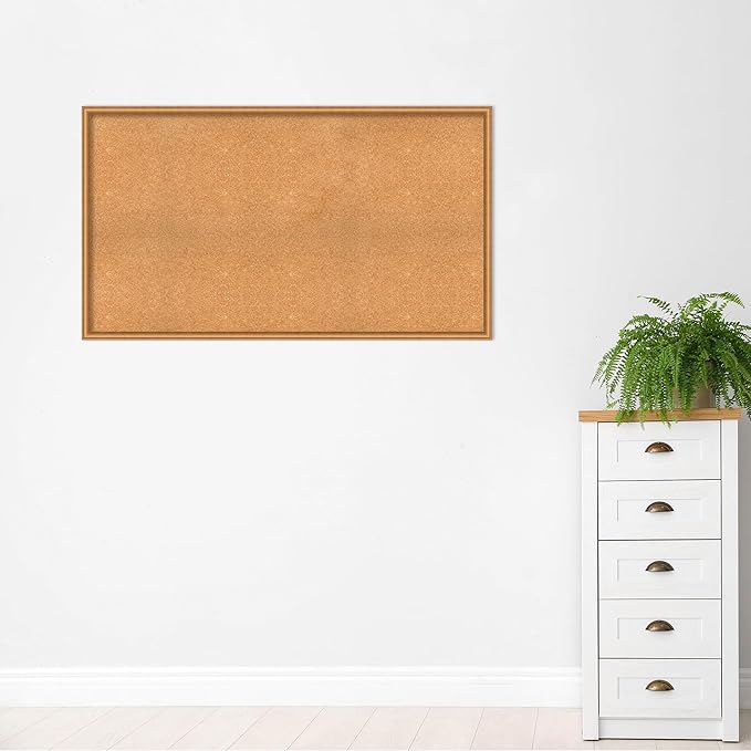 Amanti Art Natural Cork Board for Wall, 32x56 Vision Board with Bronze Frame, Oversize Corkboard Office Decor for Home Organization, Casual Corkboard Pinboard to Display Items for Home Organization-DeskLoop Office