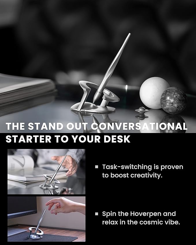 novium Hoverpen Interstellar - German-engineered Ballpoint Pen with Magnetic Features, Starlight Silver-DeskLoop Office