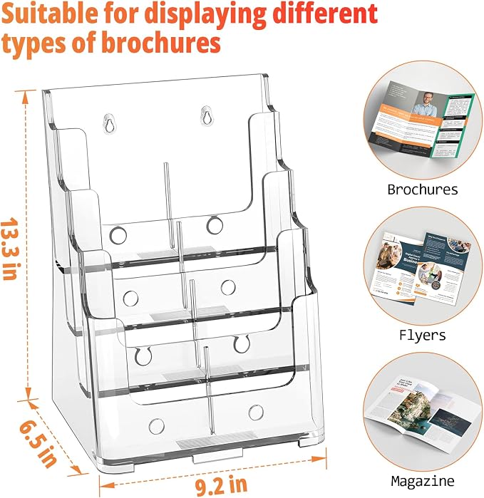 FUCDTEFC Acrylic Brochure Holder 8.5x11 & 4 x9 Inches, Literature Pamphlet - Image 2