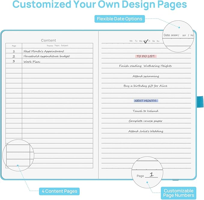 Lined Journal Notebooks for Work, Travel, College, A5 Size 100 GSM Thick Paper, Classic Ruled Journaling Notebook, Hardcover Notepad for Writing 160 Pages, 5.5 x 8.3 inch, Sky Blue-DeskLoop Office