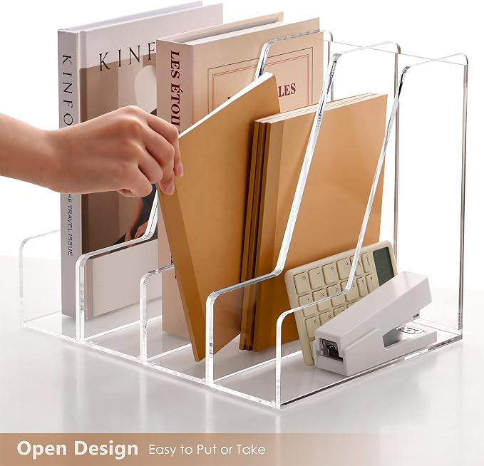SANRUI 4 Pack Vertical File Holder, Acrylic Desk Organizer Magazine File Sorter - Image 7