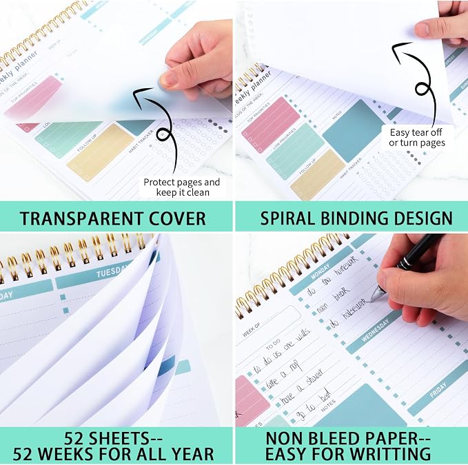 Weekly To Do List Notepad, 8.5''x11'' Weekly Desk Planner - Image 4