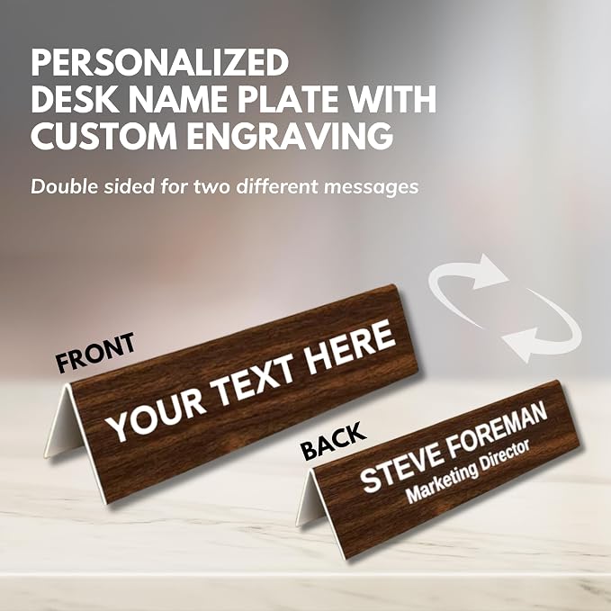 Trophy Outlet Funny Custom Desk Sign – Double-Sided Engraved Office Name Plate - Image 2