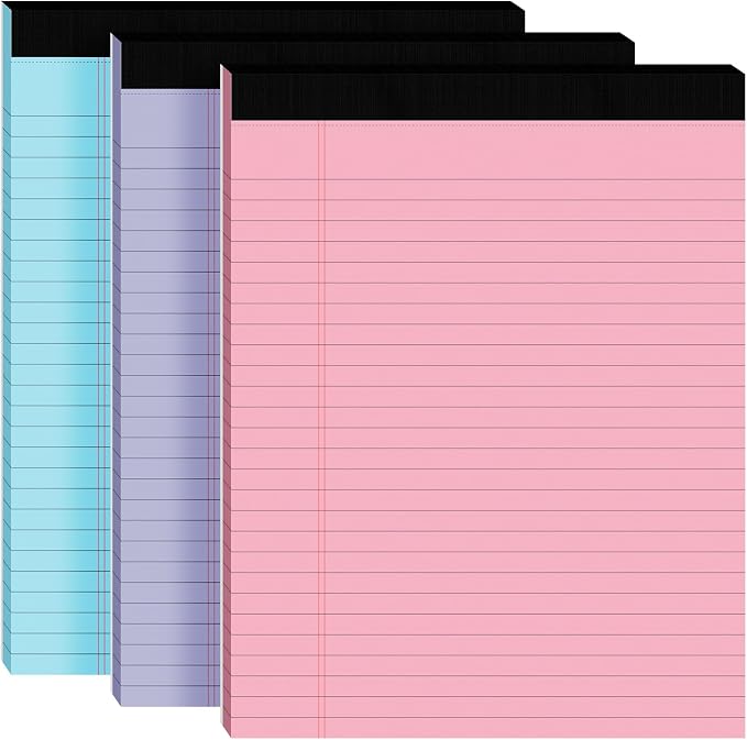 3pcs Legal Pads 8.5 x 11, Notepads 8.5 x 11 Inch, 30 Sheets/Pack, Colored Note by Ciphyfee