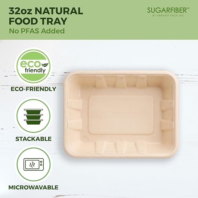 Harvest Pack 32 oz PFAS FREE Disposable Food Trays - Image 4