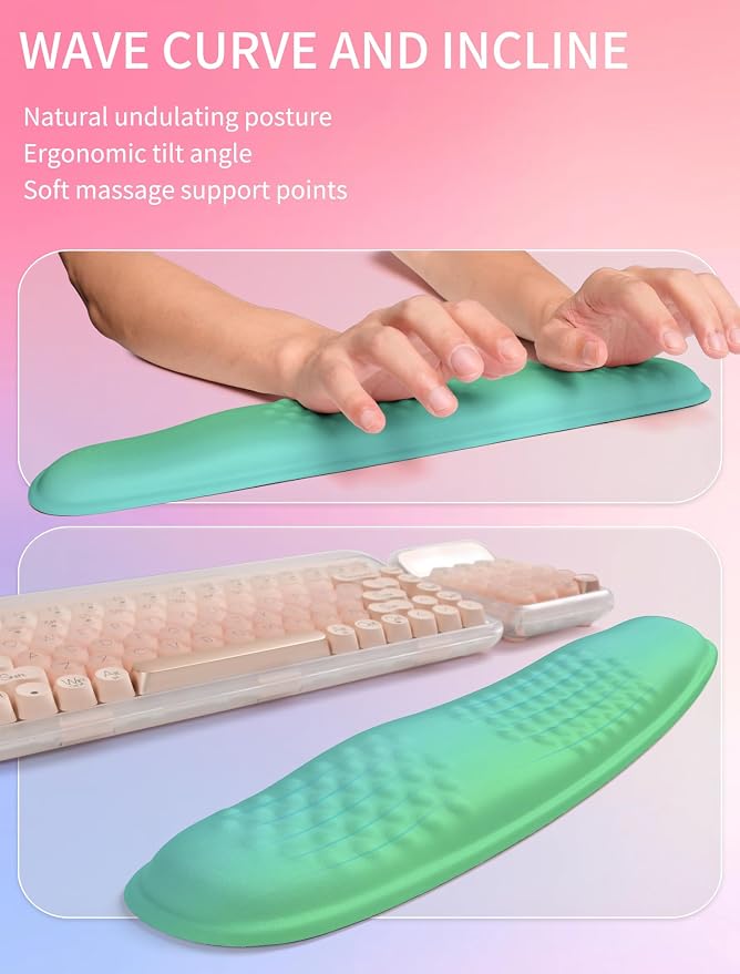 Hokafenle 2in1 Combination, Wave Keyboard Wrist Rest and Ergonomic Curvature - Image 2