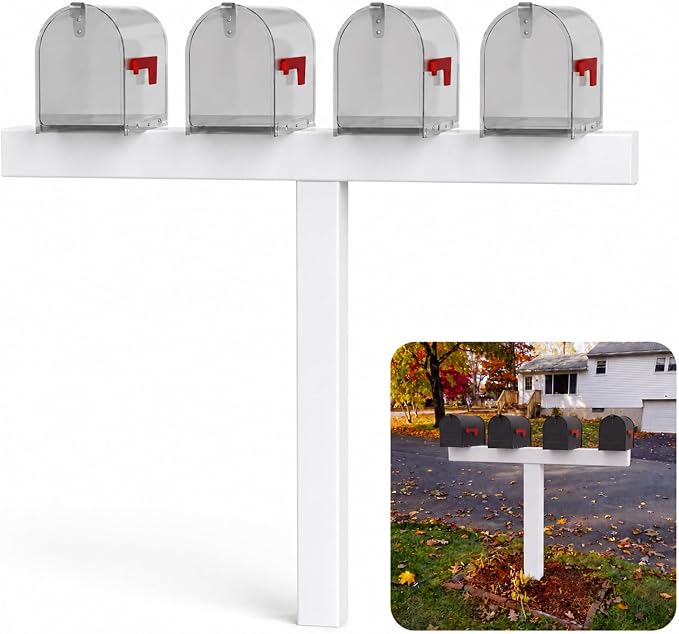 Sintuff Heavy Duty White Vinyl Mailbox Post Sleeve T-Shape Mailbox Stand Mount by Sintuff