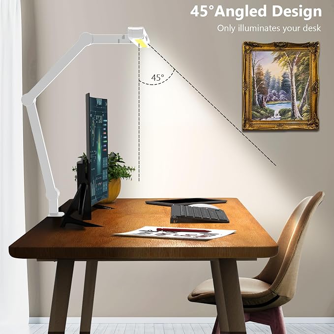 Micomlan 3000 Lumen Super Bright Led Desk Lamp for Home Office, 47Inches Long Architect Desk Lamp with Clamp, Dimmable Table Light with Adjustable Monitor Light Bar Tall Office Lighting for Computer-DeskLoop Office