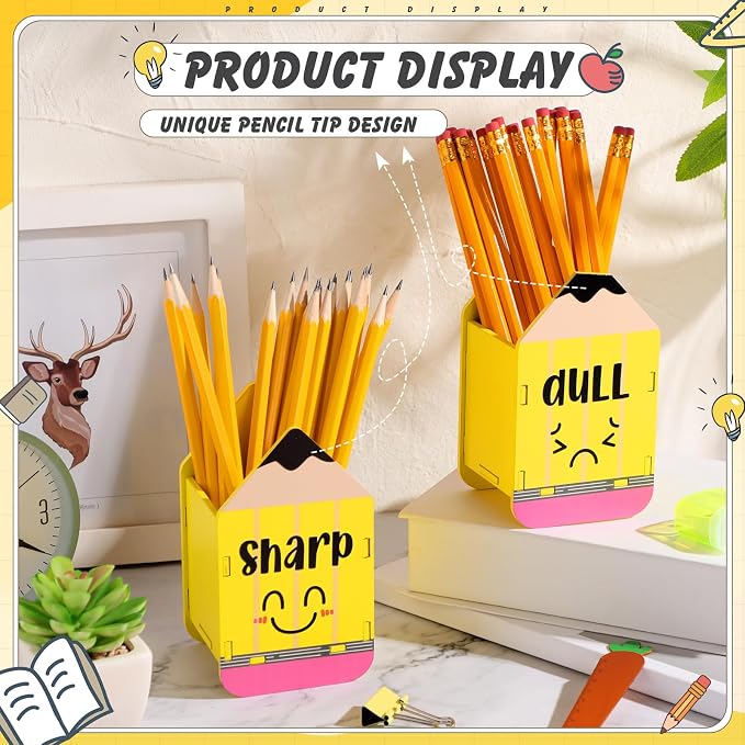DoubleFill 2 Pcs Pencil Shaped Holder Sharp Dull Holder Wooden Dispenser Pencil - Image 4