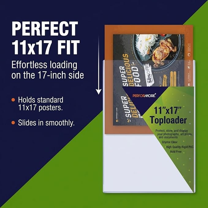 Performore 11" x 17" Heavy Duty Rigid Print Crystal-Clear Toploader Frame - Image 2